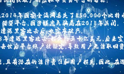 虚拟币交易平台的倒闭情况时有发生，以下是一些知名的倒闭或破产的虚拟币交易平台的名称：

1. **Mt. Gox** - 曾是最大的比特币交易平台之一，在2014年因安全漏洞丢失了850,000个比特币而申请破产。
2. **Bitconnect** - 这是一个曾经非常流行的比特币借贷平台，因涉嫌庞氏骗局在2018年关闭。
3. **Cryptopia** - 这家新西兰的交易平台在2019年遭遇黑客攻击后，也宣布破产。
4. **Coincheck** - 是一家日本虚拟货币交易所，2018年遭遇黑客攻击，损失约五十亿美元，后来宣布停止服务。
5. **QuadrigaCX** - 加拿大的一家交易平台，创始人去世后平台账户被锁定，导致用户无法取回资产，后来宣告破产。

请注意，这些平台的倒闭往往涉及复杂的法律和财务问题，且有潜在的法律责任和用户损失。因此，在选择虚拟币交易平台时，建议进行充分的调研和风险评估。